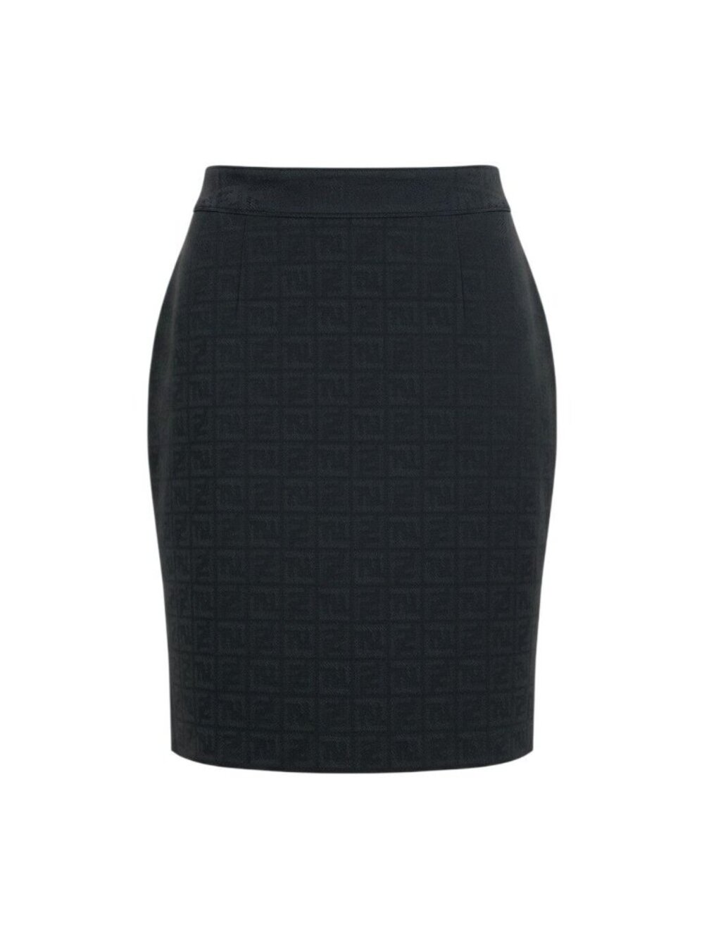 Fendi Ih 11 New in Zucca Pattern Tight Skirt Black 40